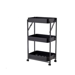 3 Tier Foldable Storage Cart - Black thumbnail 1