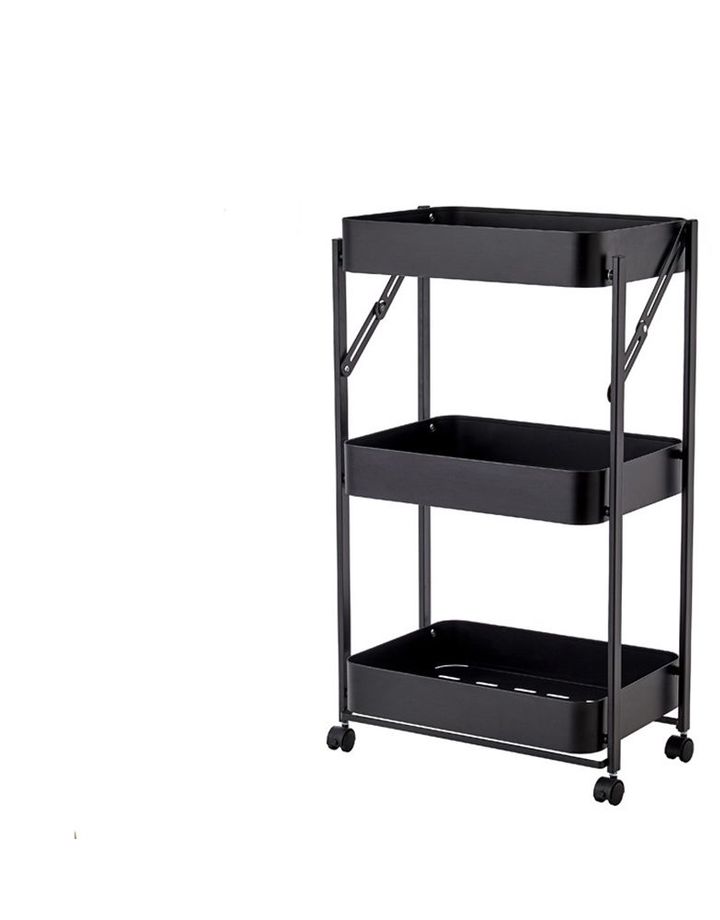 3 Tier Foldable Storage Cart - Black