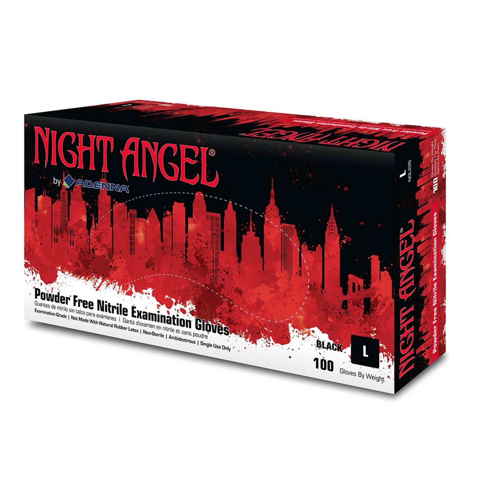 Adenna's Night Angel Black Nitrile Powder Free Exam Gloves